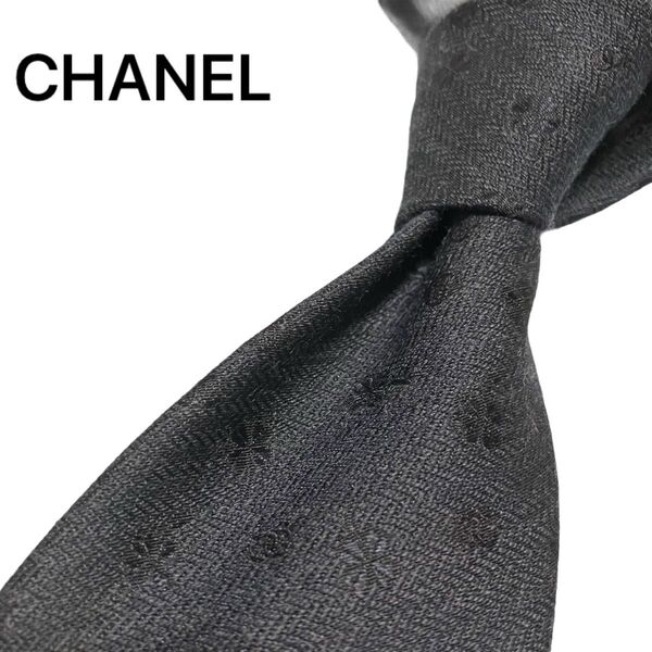 【正規品◎希少デザイン】定価29,800円 CHANEL シャネル ネクタイ 四つ葉 クローバー チェーン ネイビー 送料無料