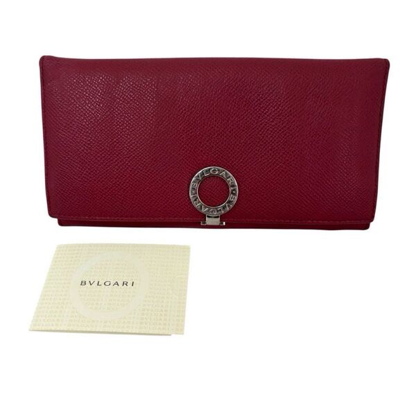 BVLGARI ブルガリ 財布 長財布 二つ折り クリップ レザー ボルドー