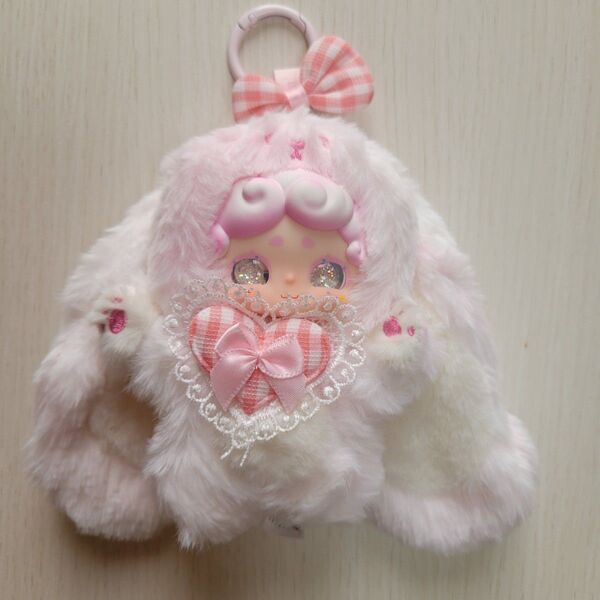 未使用 LUCKY DEER NAI おやすみバニー 美美小免 ピンク×ホワイト ぬいぐるみキーホルダー