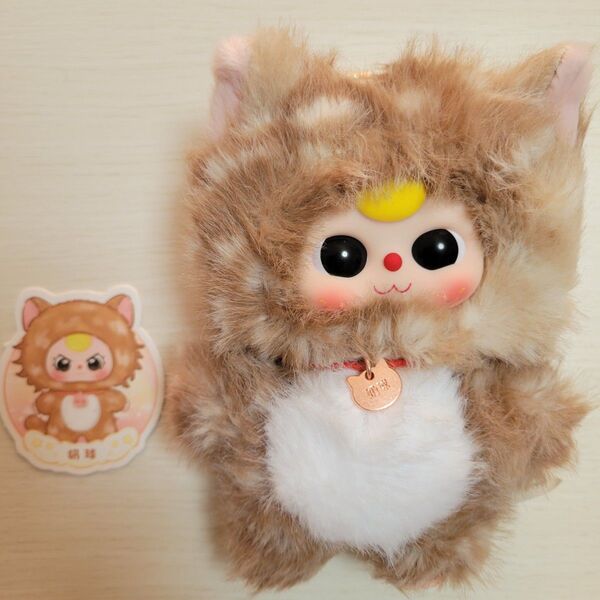 未使用 【正規品】 Baby Three 猫シリーズ ぬいぐるみキーホルダー 茶色×白