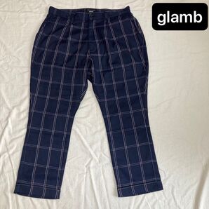 glamb Simon jodhpurs シモンジョッパーズ チェック スラックス グラム パンツ サイズ2 ネイビー レーヨン