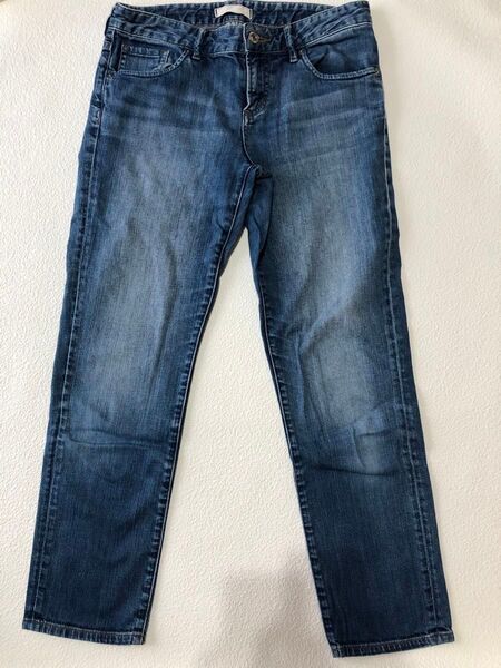 ユニクロ デニムパンツ ブルー クロップド ダメージ 加工 61㎝