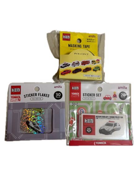 トミカ マスキングテープ フレークシール ステッカー 3点セット amifa 新品未開封品