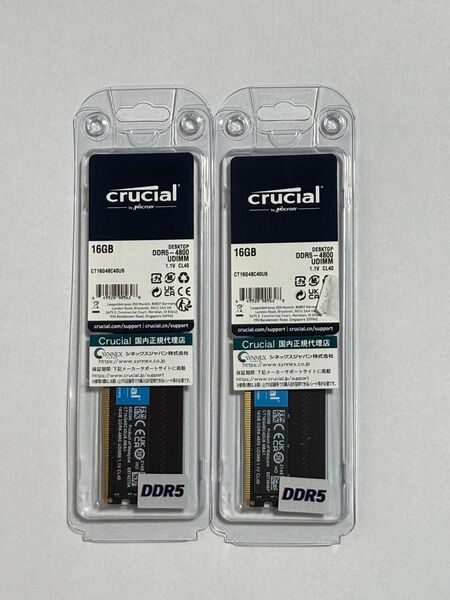 crucial CT16G48C40U5 16GBx2枚 32GB UDIMM DDR5-4800 (PC5-38400)