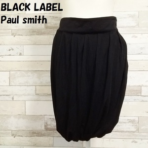 【人気】Paul Smith BLACK LABEL/ポールスミス ブラックレーベル ひざ丈 バルーンスカート ブラック サイズM/8028