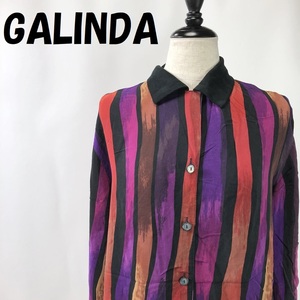 【人気】GALINDA マルチカラー ストライプ 長袖 シャツ 総柄 サイズ4 レディース/S607