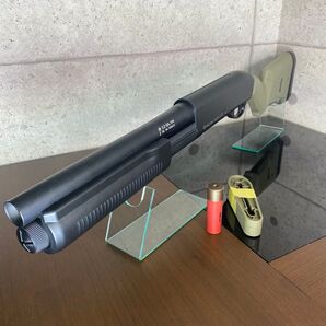 ショートバレル cyma cm357ベース ストック基部短に換装しマグプルタイプストック取付 3発同時発射