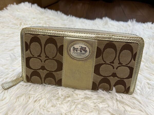 COACH 長財布 ラウンドファスナー シグネチャー コーチ