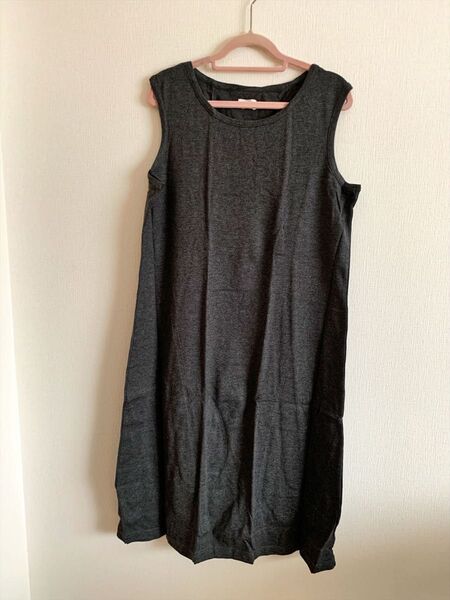ユニクロ tank dress women M コットン100% ダークグレー ノースリーブワンピース