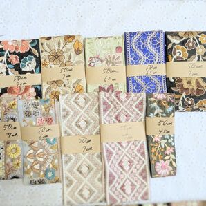 インド刺繍リボン お得セット 2500⇒1500円 50cm×10本セット アクセサリー ポーチ ハンドメイド資材