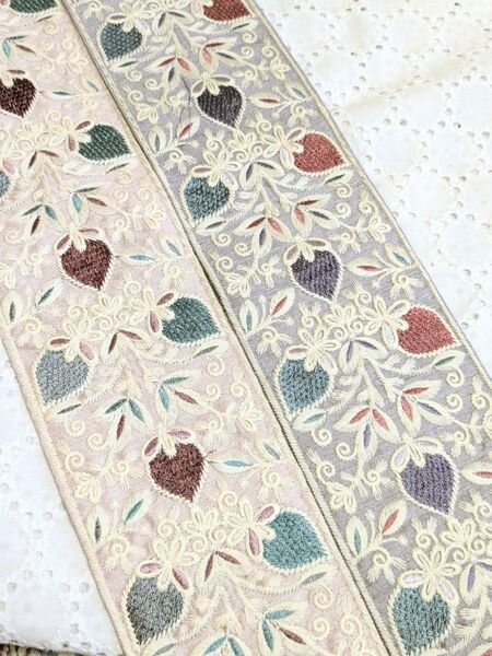 インド刺繍リボン 50cm×2本 ハンドメイド資材 アクセサリー ポーチ