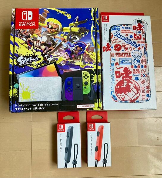 【美品】Nintendo Switch(有機ELモデル) スプラトゥーン3エディション ケース付き他