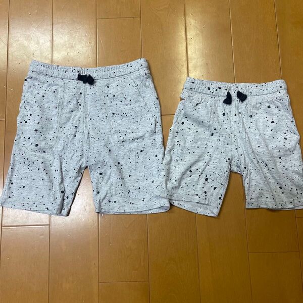 H&M スプラッター柄 お揃いショートパンツ 2枚セット90cm 110cm ハーフパンツ