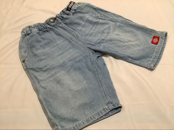 エフオーキッズとDickies コラボ デニムハーフパンツ ライトブルー系 130cm