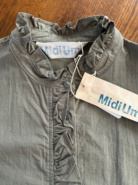 MidiUmiミディウミ★フリル付き長袖シャツ★オリーブグリーン★新品未着用