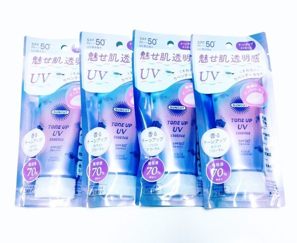 KOSE サンカット トーンアップUV エッセンス 日焼け止め ラベンダー 80g 4本セット 未開封