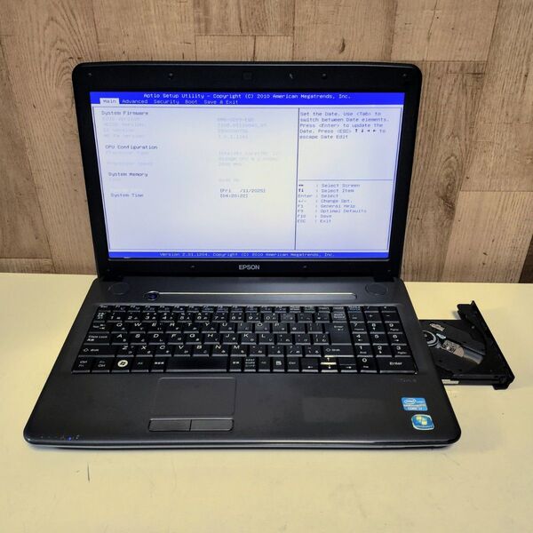 EPSON Endeavor Corei7 メモリ8GB ジャンク OS無し ストレージ無 ノートパソコン DVD バッテリー◯
