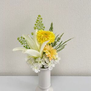 お供え花 花器無し アートフラワー仏花 一基限定品 イエロー お盆 お供え