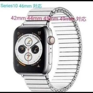 Apple watch バンド アップルウォッチ ベルト ステンレススチール 42 44 45 46 49mm対応 新品 シルバー