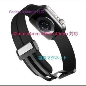 Apple watch バンド アップルウォッチ ベルト シリコン マグネット式 42 44 45 46 49mm対応 ブラック