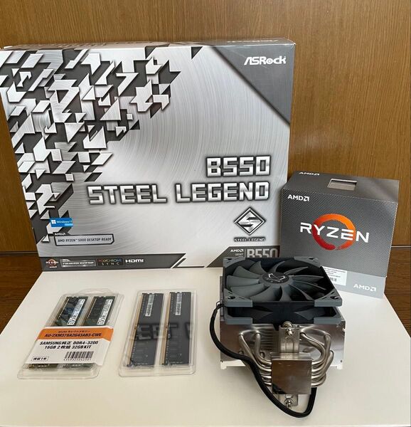 PCパーツ 5点セット ASRock B550 Ryzen メモリ32GB16GB CPUクーラー
