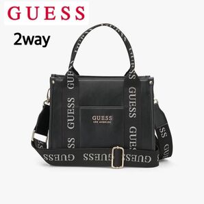 【極美品・未使用級】GUESSゲス ハンドバッグ 2way ブラック×ゴールド