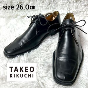 【美品】TAKEO KIKUCHI レザービジネスシューズ Uチップ ブラック26cm