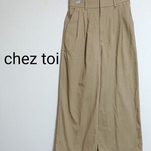chez toi タック ワイドパンツ チノパンツ