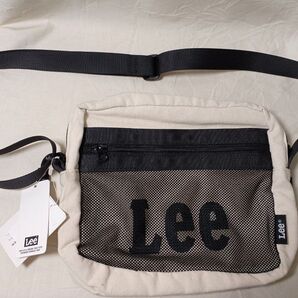 Lee ショルダーバッグ メッシュポケット ロゴ キャンバス ベージュ 未使用
