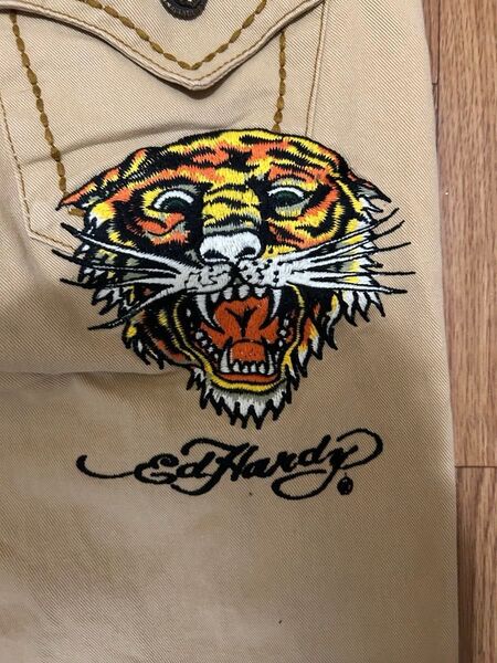 ED HARDY RED PEPPER デニムパンツ トラ刺繍 ベージュ チノパン