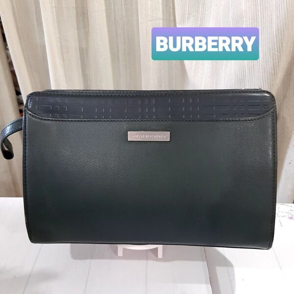 BURBERRY バーバリー セカンドバッグ クラッチバッグ グリーン レザー ビンテージ メンズ レディース ストラップ持ち手