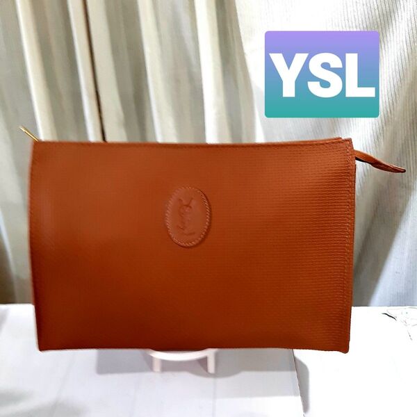 Yves Saint Laurent イブ・サンローラン クラッチバッグ セカンドバッグ ポーチ 茶 ブラウン YSL 柔らか
