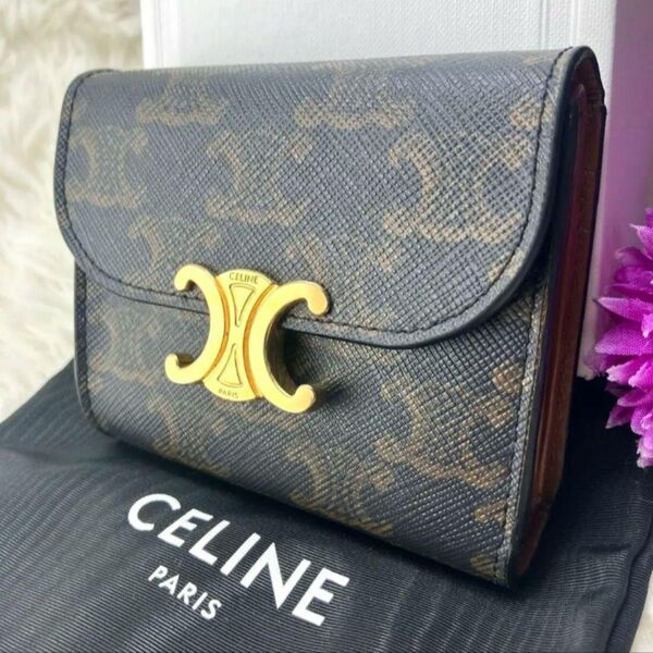 【極美品】CELINE セリーヌ マカダム 総柄 トリオンフ 三つ折り財布