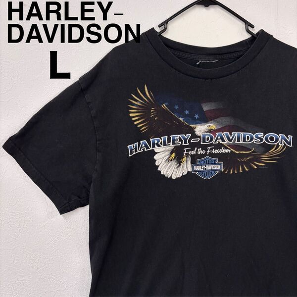 HARLEY-DAVIDSON 半袖Tシャツ L相当 ブラック イーグル