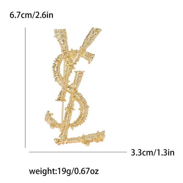 YSL ブローチ ゴールド アルファベットブローチ