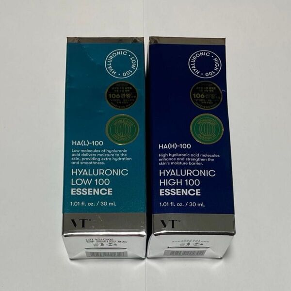 【新品】VT ヒアルロニック100エッセンス 30ml(美容液/水分補給/保湿/ヒアルロン酸) ハイ×1 ロー×1