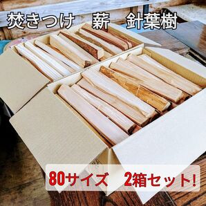 薪 焚きつけ 静岡県産針葉樹 80サイズ2箱セット!
