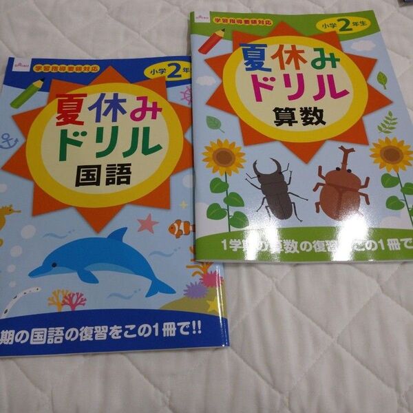 【新品】夏休みドリル 小学2年生 2冊セット 国語 算数 ダイソー 復習