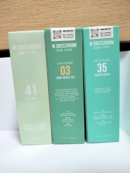 W.DRESSROOM NEWYORK 3本セット ファブリックミスト ジャスミント グリーンアース ベビーグリーンティー