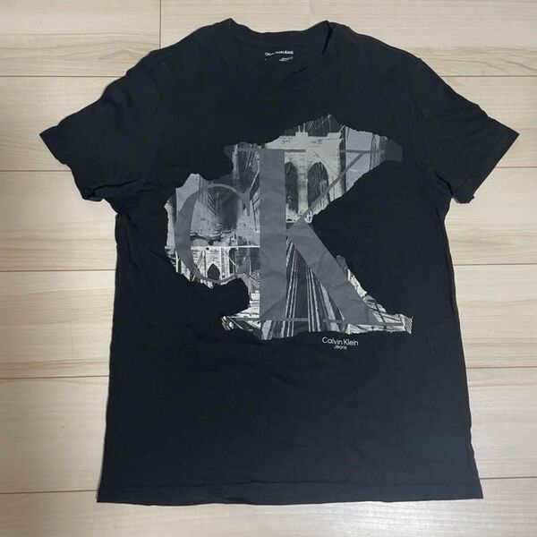 美品レア Calvin Klein Tシャツ M カルバンクライン 黒 グレー ブラック