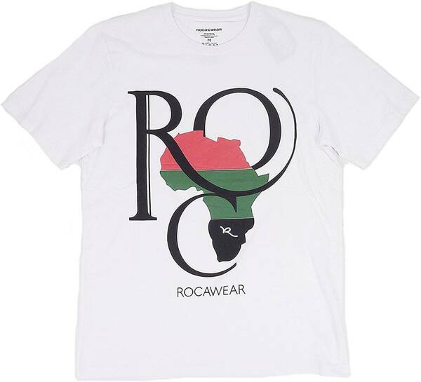 ROCA WEAR ロカウェア アフリカ ロゴ プリント クルーネック 半袖 Tシャツ ホワイト (L) [並行輸入品]