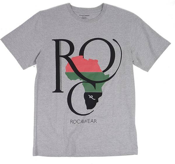 ROCA WEAR ロカウェア アフリカ ロゴ プリント クルーネック 半袖 Tシャツ グレー (M) [並行輸入品]