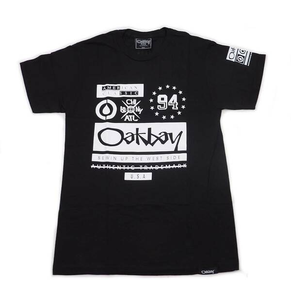 Oakbay Fits オークベイ Allover Print Logo 半袖 Tシャツ (ブラック) (M) [並行輸入品]