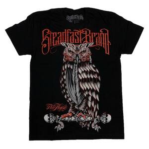 Steadfast brand ステッドファストブランド Perched Owl tattooデザインプリント Tシャツ （ブラック） (XXL) [並行輸入品]