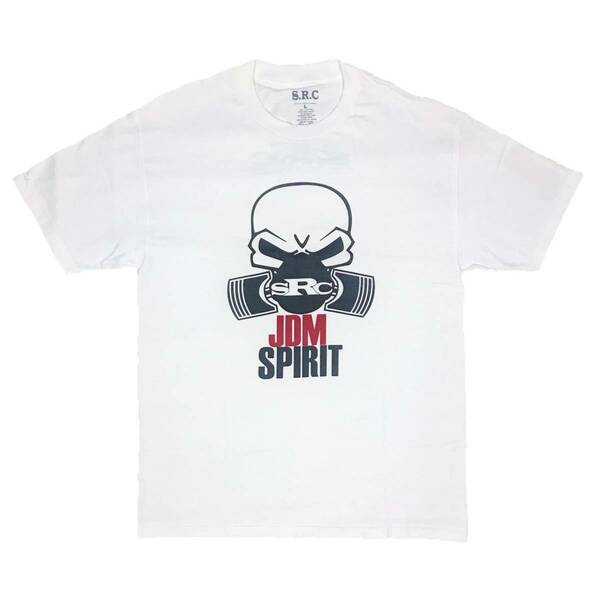 S.R.C エスアールシー JDM SPIRIT ドクロロゴ 半袖 Tシャツ（ホワイト）(XL) [並行輸入品]