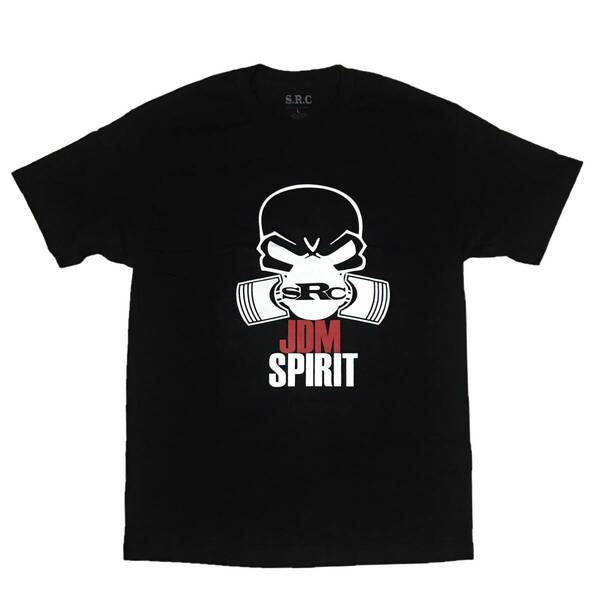 S.R.C エスアールシー JDM SPIRIT ドクロロゴ 半袖 Tシャツ（ブラック）(M) [並行輸入品]