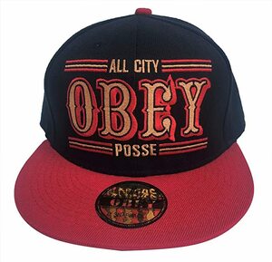 OBEY オベイ スナップバック キャップ ブラック レッド フリーサイズ [並行輸入品]