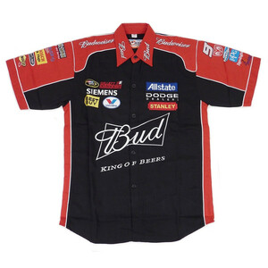 Nascar ナスカー Budweiser バドワイザースポンサード 半袖ピットシャツ (ブラック) M [並行輸入品]