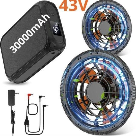 最終価格!!ファンバッテリーセット 空調作業服2025業界最強43V 30000mAh大容量 ブラシレスモーター 熱中症 猛暑対策