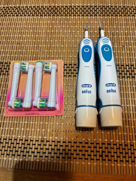 Oral-B 電動歯ブラシ Braun 互換性歯間ワイパータイプ替ブラシ4本付き 2個セット 動作品